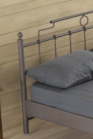 Resim Unimet Hatkus-s Tek Kişilik Ferforje Metal Karyola-kahverengi (AHŞAP LATALI) 