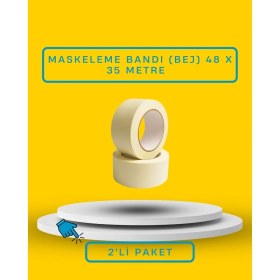 Resim Dalpak Ambalaj Maskeleme Bandı Kağıt Bant (Bej) 48 x 35 Metre 2'li Paket 