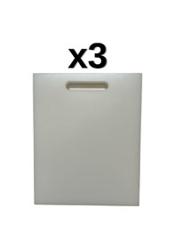 Resim 3'lü Türkay 32.5x26.5x1 Cm Saplı Polietilen Kesme Tahtası Kesim Levhası Naturel/beyaz 1138 