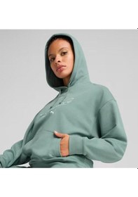 Resim Puma Kadın Scrıpt Comfort Hoodie Eşofman Üst 68498330 Yeşil 