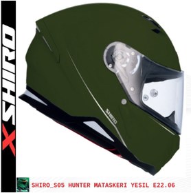 Resim Shiro Fullface Hunter M.C Motosiklet Kaskı Kapalı Askeri Yeşil 
