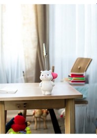 Resim Kalpli Balon Tutan Kawaii Sevimli Ayıcık Fotoğraf Ve Not Tutucu - Ofis Masa Not Tutacağı Beyaz-pembe 