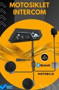 Resim Motobros Motosiklet Intercom Interkom Dinleme Ve Konuşma Özellikli Su Geçirmez Bluetooth 5.1 