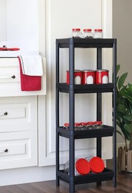 Resim Lilya Home Siyah 3 Bölmeli Banyo Raf Ünitesi 