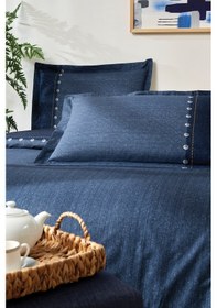 Resim Özdilek Oregon Tek Kişilik Lastikli Fitted Çarşaf Denim Nevresim Takımı Lacivert 