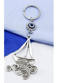 Resim Çerçeveli Nazar Boncuklu Yelkenli Anahtarlık , Hediyelik Yelkenli 