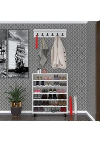 Resim Kenzlife Portmanto Ayakkabılık Ve Askılık Edik6 Gribyz 98 080 32 Yirmidört Çift Ayakkabı Kapasitesi Ahşap 