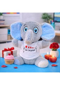 Resim Seni Seviyorum Tişörtlü Peluş Oyuncak Fil Gri 