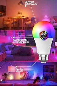 Resim Rgb Led Lamba Kumandalı Ambiyans Aydınlatma 2000 Lümen Tasarruflu Renk Değiştiren Led Işık 