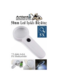 Resim Led Işıklı Büyüteç 50 Mm 1 Adet 5x Büyütme Optik Büyüteç El Tipi Işıklı Lens Taşınabilir Okul Büro Ofis 