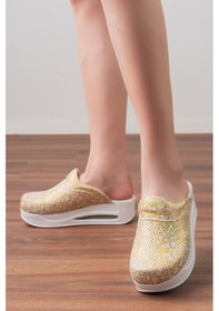 Resim Altın Parlak Kadın Air Max Tam Ortopedik Ve Anatomik Sabo Terlik Altın 