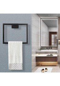 Resim Hvngroup Metal Kare Vidalı Havluluk, Havlu Askısı Siyah 