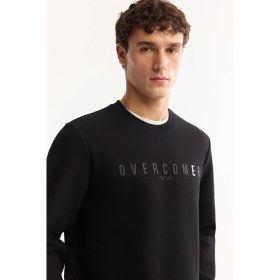 Resim AVVA Erkek Siyah Bisiklet Yaka Pamuklu Baskılı Regular Fit Sweatshirt A52Y1301 