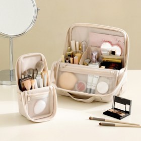 Resim Dik Duran Makyaj Organizer Çantası - Çok Bölmeli & Suya Dayanıklı - Rose / L 