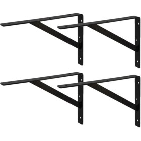 Resim Beasym Ağır Yük Raf Altı Ayak Raf Tutucu Destekli L Demir 20 x 40 cm Siyah Montaj Aparatı (4 Adet) 