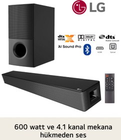Resim LG Mükemmel Netlik ve Derin Ses Yüksek 4.1 Kanal 600 W Soundbar & Sinema Sistemi DTS, Dolby Audio & Dolby Digital 