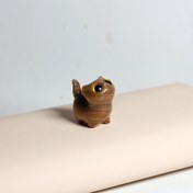 Resim 1pc Whimsy Woodcraft El Yapımı Ahşap Kedi Heykeli, Çok Amaçlı İç ve Dış Mekan Dekoru, Noel ve Yılbaşı Hediyesi İçin Şirin Hayvan Figürü 