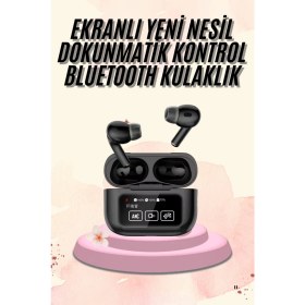 Resim Techno Stock Kulak Içi Bluetooth Kulaklık Ekranlı Müzik Dinleme Çağrı Cevaplama Siyah 