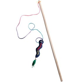 Resim Matatabi Cats Wormy Ahşap Saplı Peluş Oyuncaklı Kedi Oltası 45 CM 