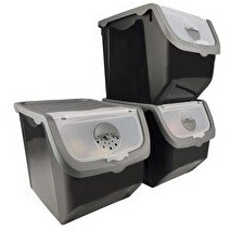 Resim DigitHome Coral 3'lü Soğan Patates Saklama Kabı 12 Litre - Gri C320.037 