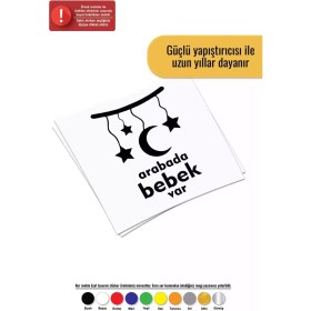 Resim Arabada Bebek Var Ay Yıldızlı - Araç, Oto, Laptop, Duvar Uyumlu Sticker 15*21 cm 