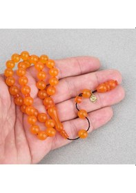 Resim Zar Kehribarı Usta İşi İmzalı Küre Kesim 8mm Tesbih - Şeffaf Turuncu Turuncu 