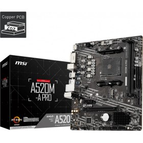 Resim Msı A520M-A Pro Am4 Ddr4 4600(OC) DVI HDMI M.2 Usb3.2 Matx 