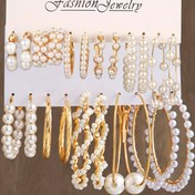 Resim 12/10 Adet Moda Retro İmitasyon İnci Sarılı Küpe Seti Festivaller, Partiler, Randevular, Hediyeler ve Günlük Kullanım İçin 