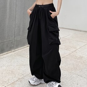 Resim Plus Beden, Kadınlar için Ayarlanabilir Bel Bağcıklı ve Yan Cepli Hafif Nefes Alabilen Cargo Pantolon - Gevşek Kesim Günlük Spor Dış Mekan Lounge Pantolonları, Rahat Fit Pantolonlar, Esnemez Kumaş, Sokak Giyimi Stili, Dayanıklı Yapı, Tutkunlar İçin 