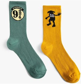 Resim Koton Harry Potter Çorap 2'li Lisanslı Multıcolor 3wkb80028aa 3WKB80028AAMIX Mavi 