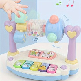 Resim Çocuklar için Karışık Renkli Etkileşimli Müzik Piyano Klavye Oyuncak - Müzik, Aydınlatma ve Ses Efektleriyle Eğitici Öğrenme Oyuncak, Pilsiz, Motor Becerileri Geliştirme ve Tatil Hediyeleri için İdeal, Çocuklar Öğrenme Oyuncak, Eğlenceli Tasarım, Dayanıklı Yapı 