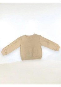 Resim Kız Çocuk Kolları Fırfırlı Bluz-14909 Krem 