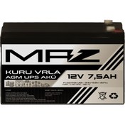 Resim Maz Akü 12 Volt 7,5 Amper (AH) Kuru Agm Vrla Güç Kaynağı Ups Akü 
