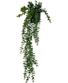 Resim Yapay Çiçek Saksıda Sarkan Şimşir Okaliptus Yapay Sarmaşık Pastel 75cm 