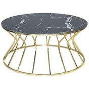 Resim Orta Sehpa Brc Cadde Model Siyah Mermer Temper Cam Metal transmisyon GOLD renk Kaplama El Yapımı 