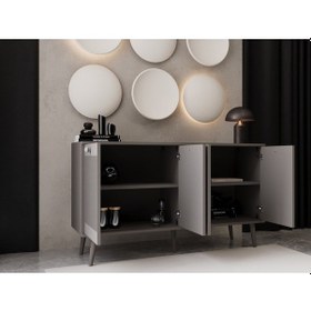 Resim Melura Konsol 140 Cm %100 Mdf Lake Ahşap Ayaklı Gri 