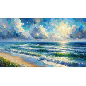 Resim Venspor Deniz Manzaralı Renkli Fırça Dokulu Arkaplan 200 x 150 cm Fon Duvar Örtüsü 