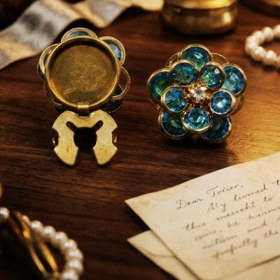 Resim Reoona Mavi Kristalli Gold Düğme Broş, Düğme Kapağı, Kol Düğmesi 