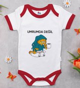 Resim Bitmeyen Kartuş Bk Kids Umrumda Değil Tasarımlı Kırmızı Bebek Body Zıbın-1 