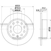 Resim Fren Diski Caddy 10-15 1.6 Tdı / Golf6 08-12 / 1.6 Tdı 1.4 Tsı Arka Düz 255-5 1k0615601k 2 Adet 