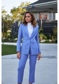 Resim Tek Düğme Yün Efekt Takım İndigo İndigo 