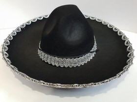 Resim Nessiworld Gümüş Renk Şeritli Meksika Mariachi Latin Şapkası 55 cm Çocuk 