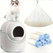 Resim 75 Adet Taşınabilir Kedi Tuvaleti Torbası, Kolay Temizlenebilir Kendinden Temizleyen Kedi Kumu Astarları | 5 Rulo, Katlanabilir Dikdörtgen Şekil, 4. Nesil Robotik Kedi Kabı ile Uyumlu 