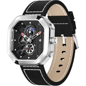 Resim Hanyang Gümüş Siyah Lıge Erkek Saat Kare Spor Kuvars Kol Saati 30 M Su Geçirmez Kronometre Erkekler Için Izle Tarih Saat Kemer Askeri Saat (Yurt Dışından) 