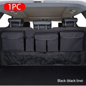 Resim Siyah Araba Gövde Organizatör Kutusu Oyuncaklar Gıda Saklama Kabı Çanta Oto İç Aksesuarları Araba Koltuğu Arka Cep Için Gövde Organizatörler 