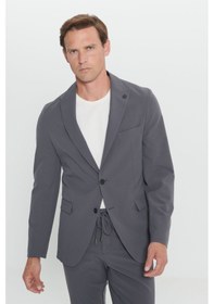 Resim AC&Co / Altınyıldız Classics Erkek Antrasıt Slim Fit Dar Kesim Kırlangıç Yaka Beli Bağlamalı Takım Elbise Antrasıt 