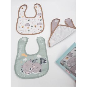Resim Karamila 3'lü Set Bebek Mama Önlüğü Desenli Sıvı Geçirmez 