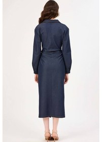 Resim Fever Yanlar Büzgülü Kadın Denim Elbise 352116033 Lacivert 