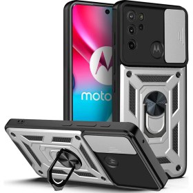 Resim Eabhulie Motorola Moto G60S Için Kaydırmalı Kamera Kapaklı ve Halka Tutucu Standlı Sağlam Zırh Koruma Çantası Kılıf (Yurt Dışından) 