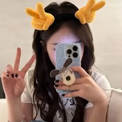 Resim 1 adet Sevimli Karikatür Peluş Başparmak Yukarı Jestli Bandana - Kadınlar için Yumuşak Sarı & Siyah Renk Bloklu Saç Aksesuarı, Japon Kore Moda Stili, Fotoğraf Rekvizitleri & Günlük Giyim, Şirin Saç Aksesuarları, Oyuncu Tasarım 